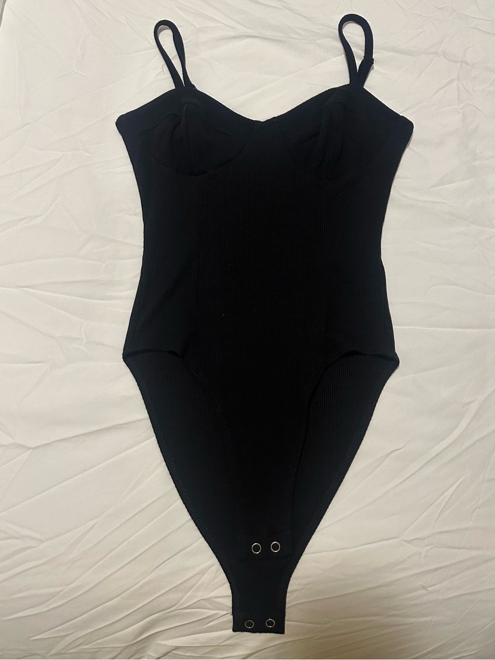 Forever 21 Black Ribbed Bustier-Style Bodysuit